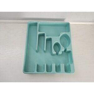 Vintage Rubbermaid Blue Teal Silverware Utensil Organizer 6 Slot‎ Tray